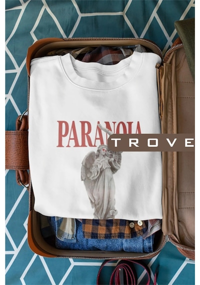 Startmore Unısex Kadın Erkek Paranoıa Mitoloji Heykel Standart Comfort Uzun Kollu %100 Pamuk Sweatshirt Beyaz Beyaz