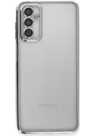 Samsung Uyumlu Galaxy M23 Kılıf Kamera Korumalı Lensli Silikon Gümüş