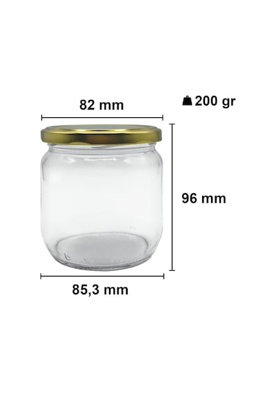 Afracam Metal Kapaklı Şeffaf Cam Kavanoz 10 Adet Siyah 425 ML