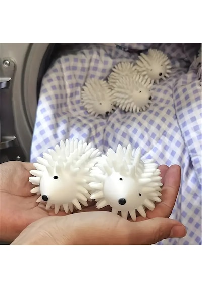 Bakgelal 2'li Kirpi Model Tüy Toplayıcı Kırışık Ön Leyici Çamaşır Kurutma Topu Beyaz