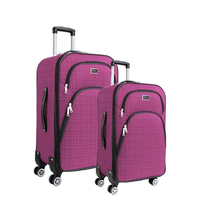 Büyük Ve Orta Boy Valiz Seti 4 Teker Kumaş Valiz Pembe 1081 Pembe