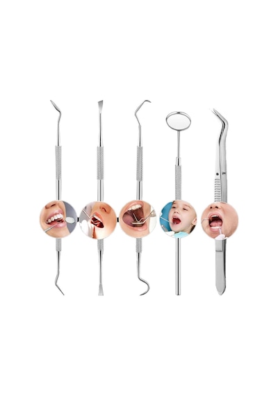 Valkyrie 6 Adet Metal Kutulu Paslanmaz Çelik Diş Tartar Dil Temizleme Dental Ağız Bakım Seti