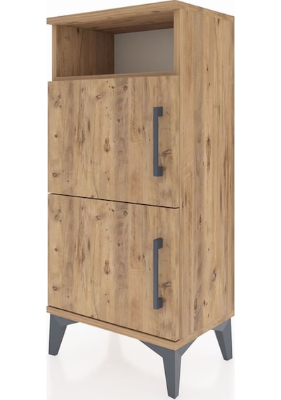 Arges Komodin Tek Raflı 2 Kapaklı 44x30x96 Çam-çam Çam