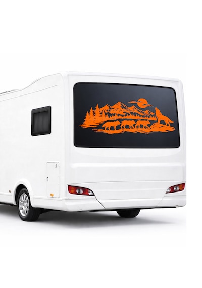 Doğa Manzarası Ve Kurt Sürüsü Karavan Sticker 150 X 62 Cm