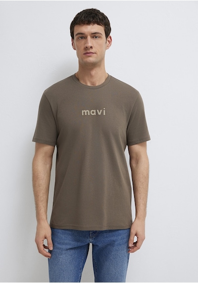 Mavi - Mavi Logo Baskılı Kahverengi Tişört 0612732-83866 Kahverengi