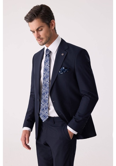 Erkek Lacivert Slim Fit Takım Elbise