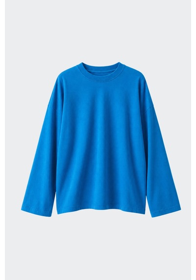 Suud Collection Mavi Uzun Kollu Oversize Tişört