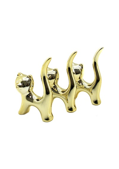 Büro Ev Ofis Hediyesi İçin Mini Golden Seramik Kedi Motif Süs Eşyası
