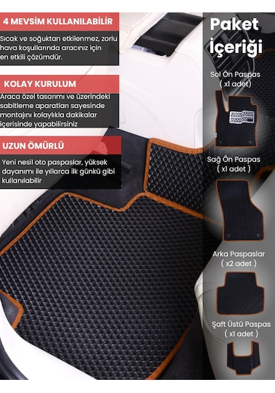 Ford Connect 2013-2023 Uyumlu Eva Paspas Tam Set Araca Özel,su Geçirmez,kolay Montaj 404
