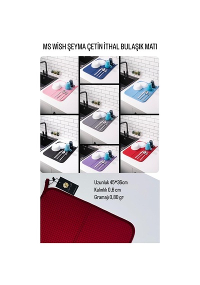 Ms Wish Bulaşık Kurutma Matı Siyah Diğer