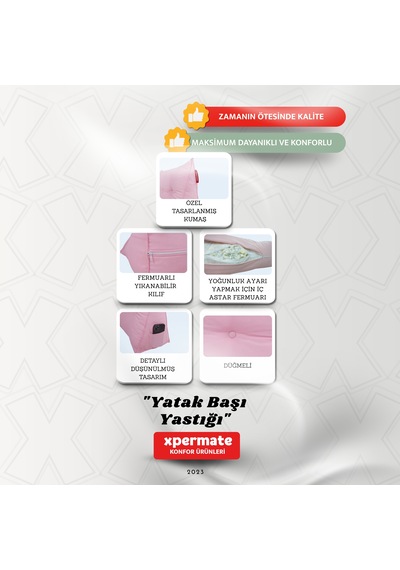 Yatak Başı Yastığı Sırt Ve Bel Destek Yastığı 160 Cm Pembe