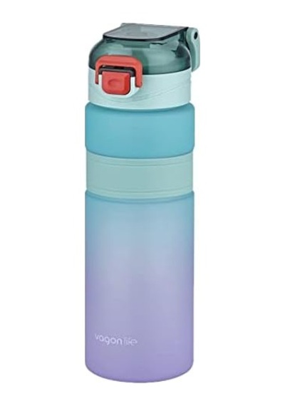 Çift Renk 800ml Kaydırmaz Silikon Gövde Rahat İçim-pipetsiz- Motivasyon Su Matarası 50 x 22