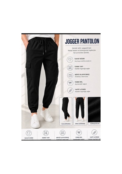 No Brand Jaggır Kargocepli Spor Panolon Siyah Siyah