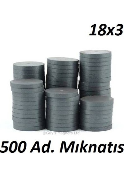 500 Adet 18X3 Büyük Yuvarlak Ferrit Mıknatıs - Süsleme Mıknatısı