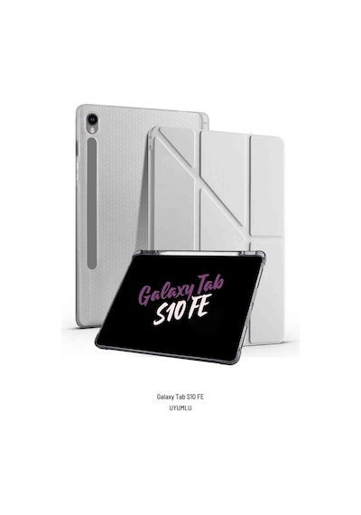 Galaxy Uyumlu Tab S10 Fe 10.9 İnç Uyumlu Kalem Bölmeli Katlanabilir Standlı Tri Folding Tablet Kılıfı Kapaklı Kılıf