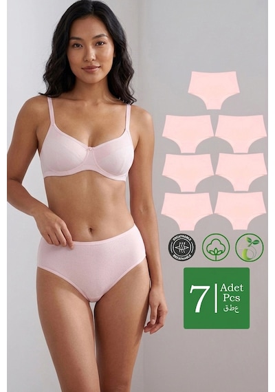 Meine Liebe Unterwäsche Pamuklu 7'li Paket Yüksek Bel Toparlayıcı Etkili Bato Külot Pembe