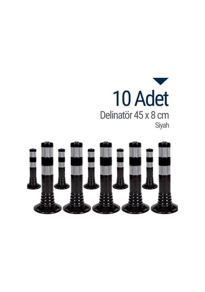 İleri Trafik Delinatör 45  x  8 CM Siyah 10 Adet Esnek Duba