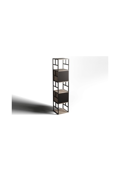 Metal Çerçeveli Ahşap Raf 40x40x190 Cm Yüksek Ve Dayanıklı Tasarım Kahverengi