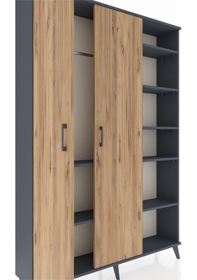 Arges Dolap 7 Raflı 2 Kapaklı Tek Askılı 132x30x195 Antrasit-çam/antrasit Atlas Çam/antrasıt Arges Dolap 7 Raflı 2 Kapaklı Tek Askılı 132x30x195 Antrasit-çam/antrasit Atlas Çam/antrasıt