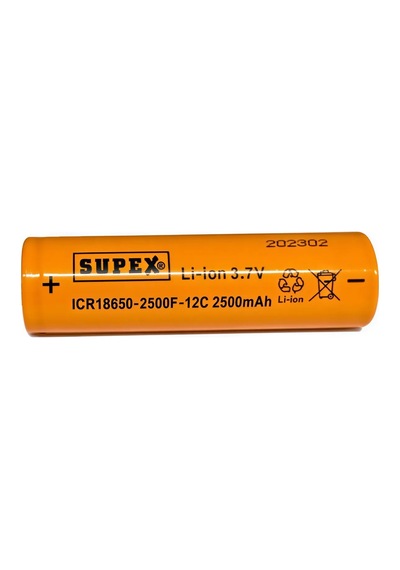 Supex Icr18650-2500f-12c 3.7v 2500mah Li-ion Düz Kafa Başsız Pil
