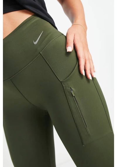 Nike Go Firm Support High Rise Full Length Kadın 6 Cepli Lazer Kesim Antreman Taytı Haki