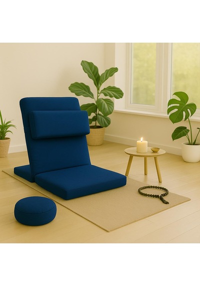 Ekstra Destek Yastıklı Yoga, Nefes, Meditasyon Sandalyesi Backjack Xl Su Ve Leke İticili Duck Kumaş Saks Mavi