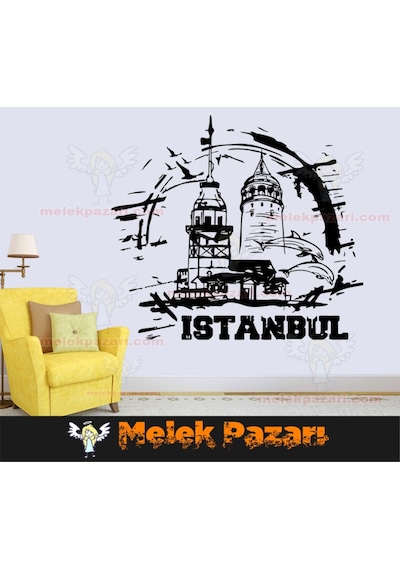 Istanbul Galata Kulesi Ve Kız Kulesi Duvar Sticker