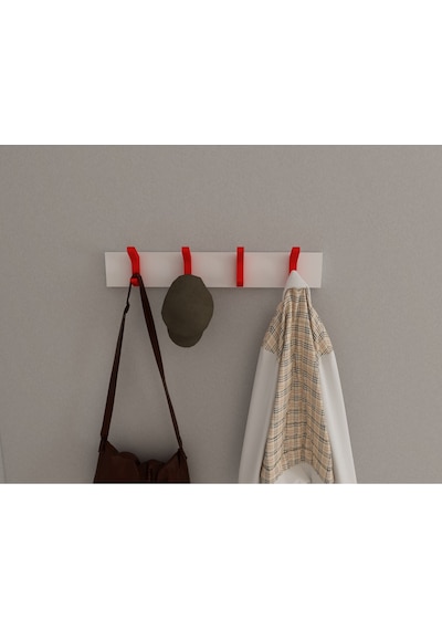 Hepsi3boyutlu Modern Duvar & Kapı Kanca Askılık - 4 Adet Kırmızı Kanca Askılık - Model No : 2 Kırmızı