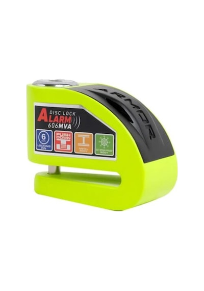 Armor Alarmlı Motorsiklet Disk Kilidi Çelik Gövde 606 Mva 6mm-yeşil
