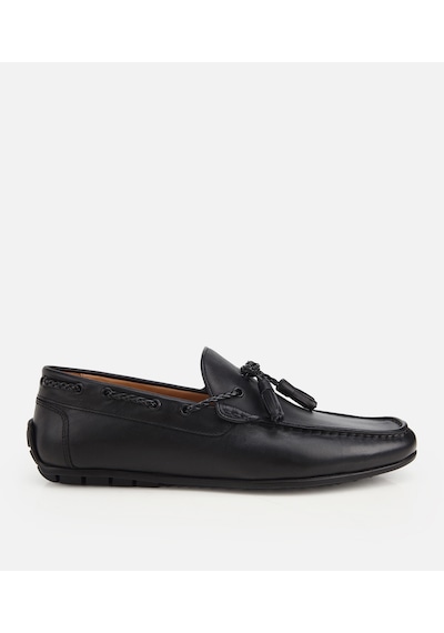 Hotiç Erkek Deri Siyah Püskül Dikiş Detaylı Klasik Loafer