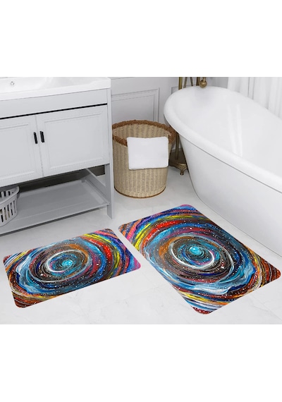 Rovigo Home Dijital Baskılı 2'li Banyo paspas Takımı RVG5243 Çok Renkli