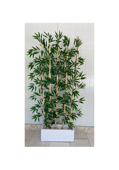 Bambu Seperatör 50 Cm Saksılı Yapay Bambu Premium 190 Cm 36-38 Yaprak 5 Dal Çok Renkli