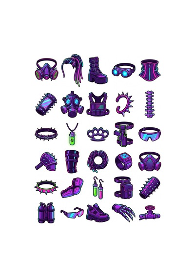 30 Adet Siber Gotik Neon Sticker Seti - Laptop Kılıf Ve Matara Çok Renkli