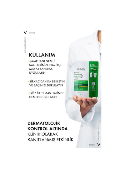 Dercos Kuru Saçlar İçin Kepek Karşıtı Saç Bakım Şampuanı, Yeniden Dolum Paketi 390 Ml Kuru