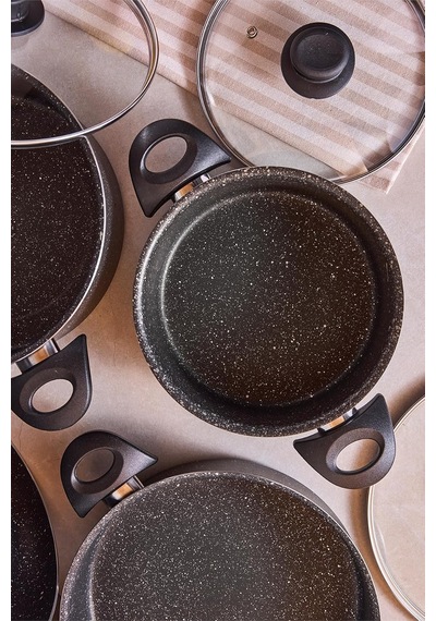 Mastergranito Black 7 Parça Tencere Ve Tava Seti Çok Renkli