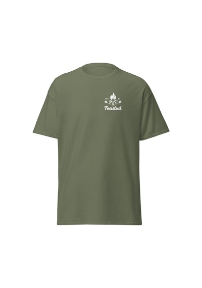 Wildstyle Toasted Kamp Ateşi Marshmallow Doğa Outdoor Baskılı Unisex Bisiklet Yaka Tişört Haki