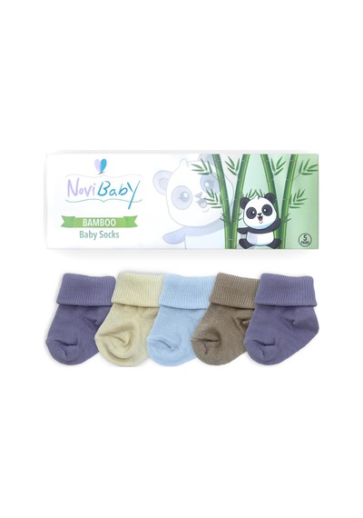 Novibaby 5'li Bambu Yenidoğan Bebek Çorabı I Baby Boy I 0-6 ay "Karışık Renkli"