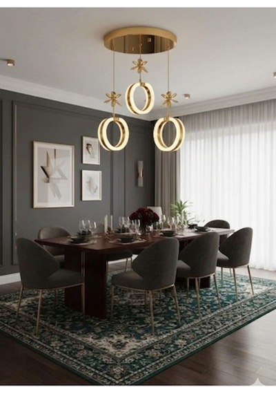 LumiaLighting Aurea Model 3'lü Gold Kumandalı 3 Renk Modu Ledli Kristal Taşlı Modern Salon Mutfak Oturma Odası Led Avize
