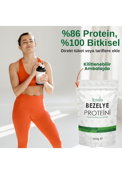 Fibrelle Bezelye Proteini Tozu 250 Gr // Yüksek Protein Oranı // %85 Bezelye