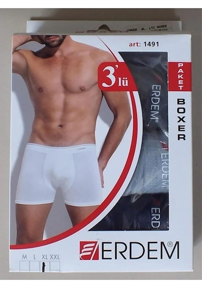 Erdem 1491 Erkek Likralı Boxer 12 Adet Çok renkli Çok Renkli