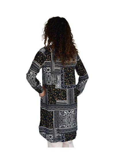 Kadın Uzun Pano Baskılı Desen Viscon Bluz Bgl-st04295 Lacıvert Kadın Uzun Pano Baskılı Desen Viscon Bluz Bgl-st04295 Lacıvert