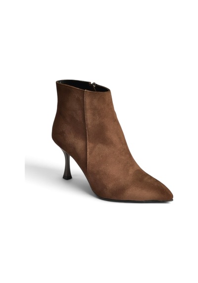 Fox Shoes N282102102 Kahverengi Süet İnce Topuklu Sivri Burun Kadın Bot