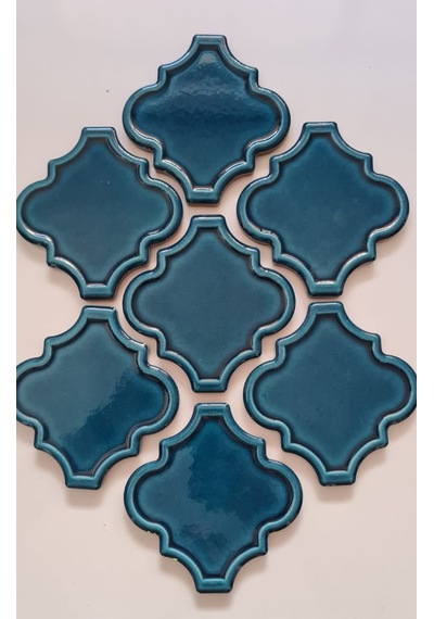 Armada Çini 12x12 Ottoman Rölyefli Arabesk Petrol Mavisi Çini