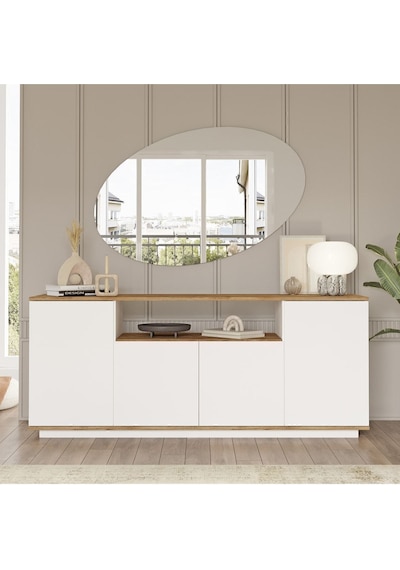 Aven Konsol 4 Kapaklı Raflı 180cm Çam-beyaz Ave15-aw Atlantik Çam - Beyaz