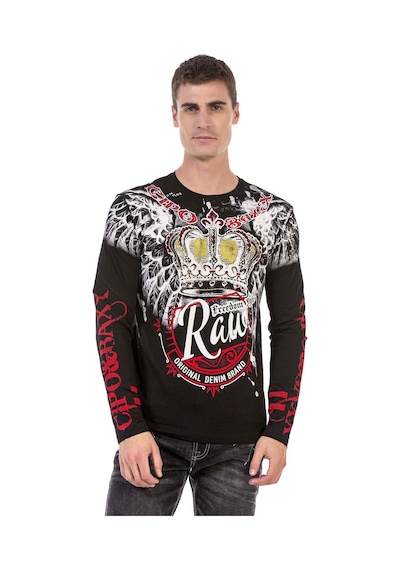 Cipo & Baxx CL451 Taşlı Baskılı Siyah Sweatshirt Siyah
