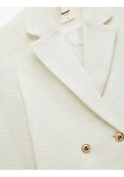 Koton Kruvaze Uzun Kollu Tüvit Crop Blazer Ceket Kırık Beyaz 6wak50038uw Ekru