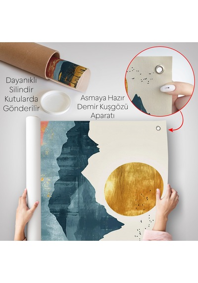 Dağların Üstündeki Güneş Manzarası Duvar Örtüsü-7613