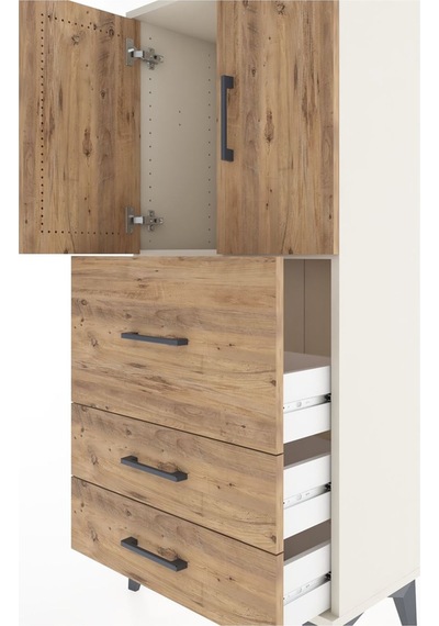 Hyperion Dolap Tek Raflı 3 Çekmeceli 2 Kapaklı 60x44x134 Ayta... Aytaşı