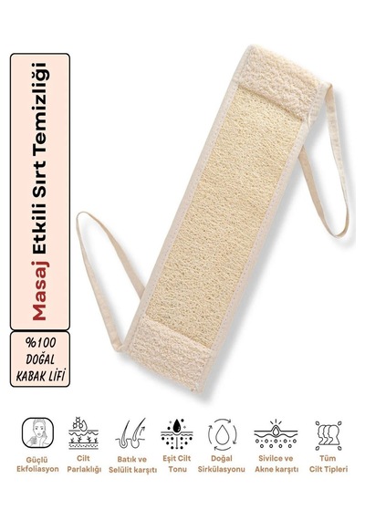Kabak Lifi Kesesi I %100 Doğal Kabak Lifi Sırt Kesesi Masaj Ve Peeling Etkili Uzun Form