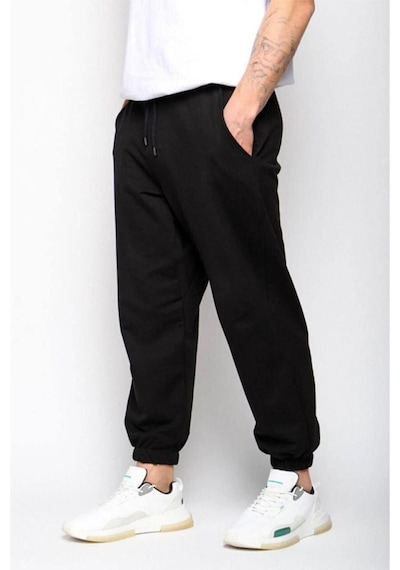 Altamira Erkek Siyah Paça Lastikli Oversize Eşofman Alt 001